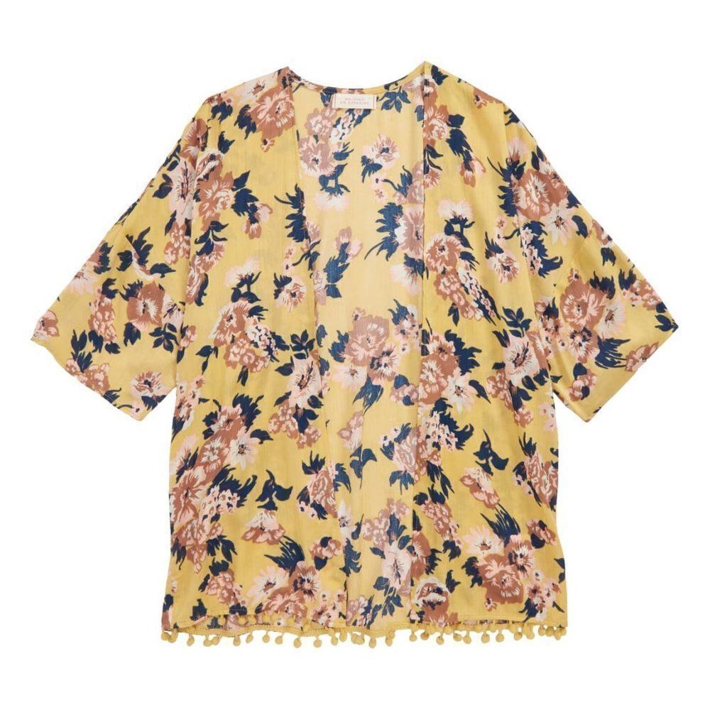 Walking on Sunshine Floral Girls Kimono sz Large.